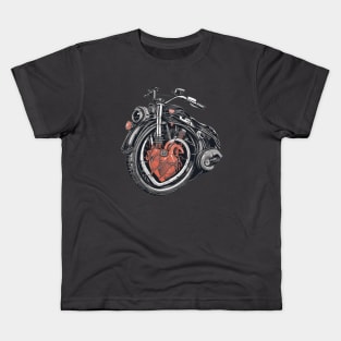 Motorbike love biker motorcycle rider design Kids T-Shirt